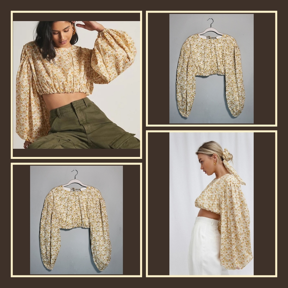 SIGNIFICANT OTHER NWT Top | Size 2 | Puffed Sleeve Floral Blouse | Anthropologie